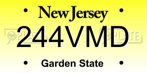 244VMD New Jersey License Plate