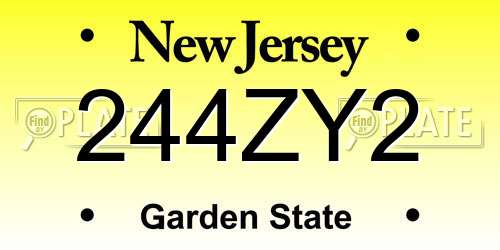 244ZY2 New Jersey License Plate