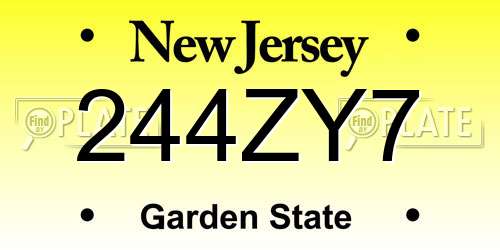 244ZY7 New Jersey License Plate