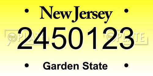 2450123 New Jersey License Plate