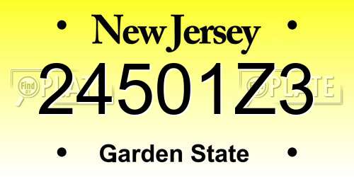 24501Z3 New Jersey License Plate