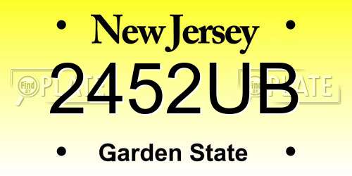 2452UB New Jersey License Plate