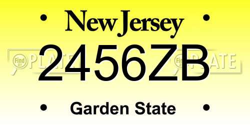 2456ZB New Jersey License Plate