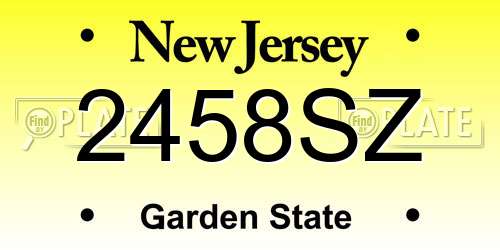 2458SZ New Jersey License Plate