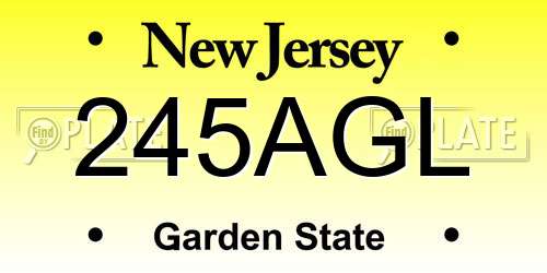 245AGL New Jersey License Plate