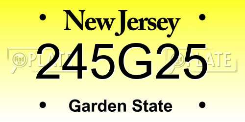 245G25 New Jersey License Plate