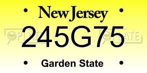 245G75 New Jersey License Plate