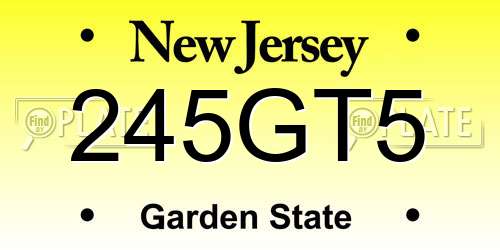 245GT5 New Jersey License Plate