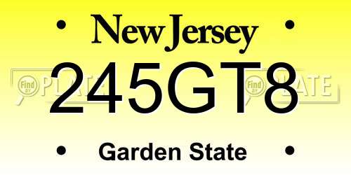 245GT8 New Jersey License Plate