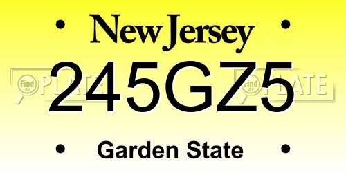 245GZ5 New Jersey License Plate