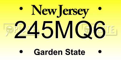 245MQ6 New Jersey License Plate
