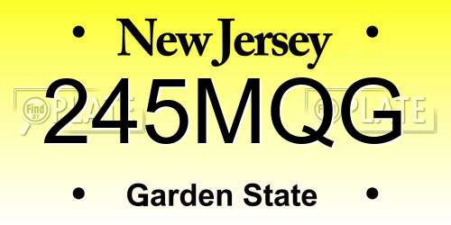 245MQG New Jersey License Plate