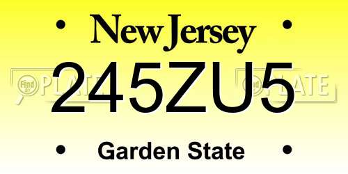 245ZU5 New Jersey License Plate