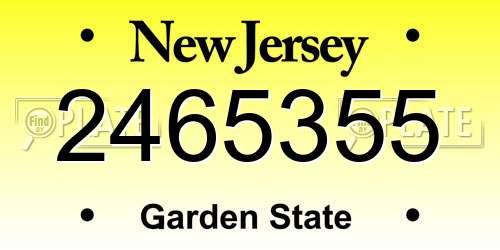 2465355 New Jersey License Plate