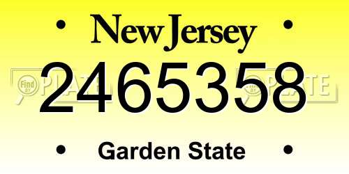 2465358 New Jersey License Plate
