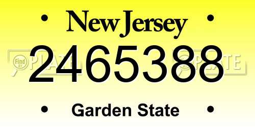 2465388 New Jersey License Plate