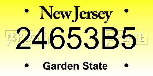 24653B5 New Jersey License Plate