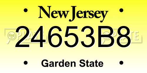 24653B8 New Jersey License Plate
