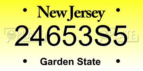 24653S5 New Jersey License Plate