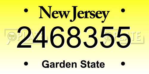 2468355 New Jersey License Plate