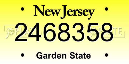 2468358 New Jersey License Plate
