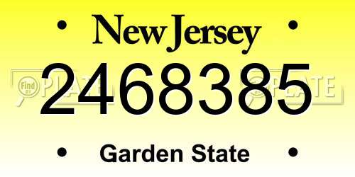 2468385 New Jersey License Plate