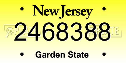 2468388 New Jersey License Plate