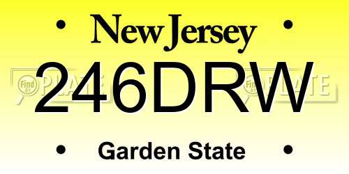 246DRW New Jersey License Plate