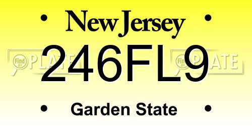 246FL9 New Jersey License Plate