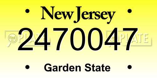 2470047 New Jersey License Plate