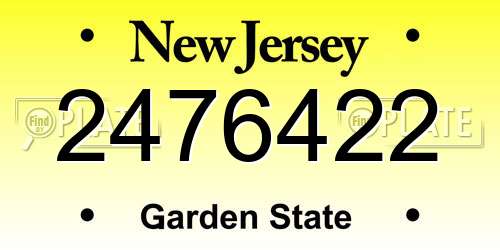 2476422 New Jersey License Plate
