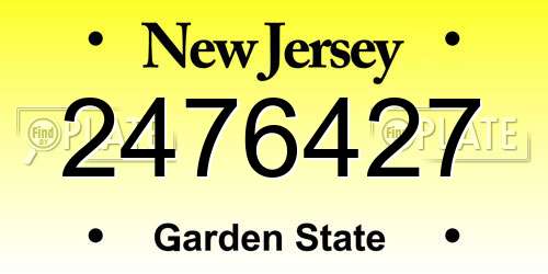 2476427 New Jersey License Plate