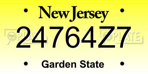 24764Z7 New Jersey License Plate