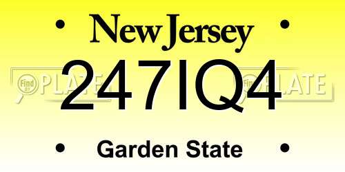247IQ4 New Jersey License Plate