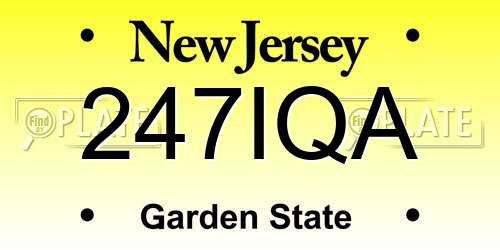 247IQA New Jersey License Plate