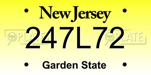 247L72 New Jersey License Plate
