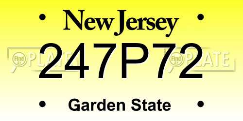 247P72 New Jersey License Plate
