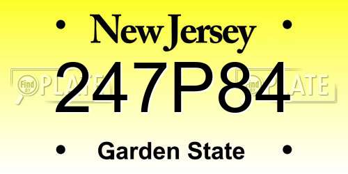 247P84 New Jersey License Plate