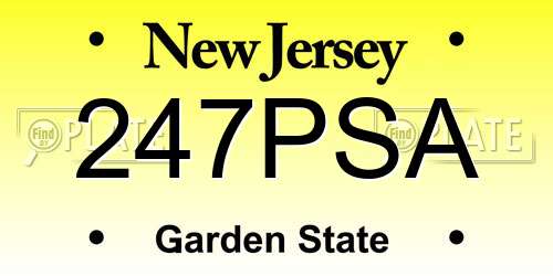 247PSA New Jersey License Plate