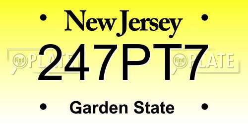 247PT7 New Jersey License Plate