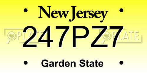 247PZ7 New Jersey License Plate