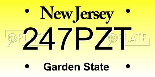 247PZT New Jersey License Plate