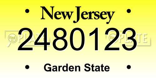 2480123 New Jersey License Plate