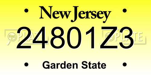 24801Z3 New Jersey License Plate