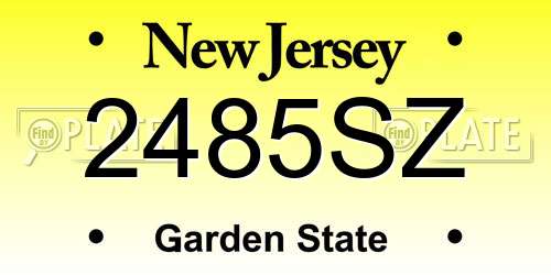2485SZ New Jersey License Plate