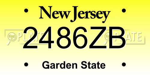 2486ZB New Jersey License Plate