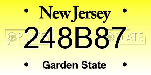 248B87 New Jersey License Plate