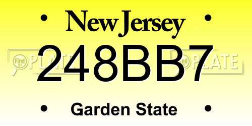 248BB7 New Jersey License Plate