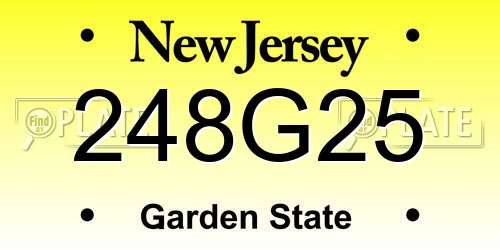 248G25 New Jersey License Plate