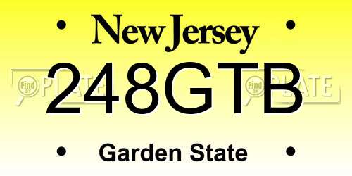 248GTB New Jersey License Plate